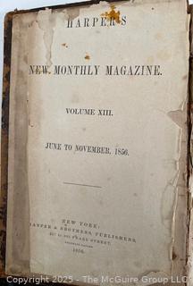 Large format 1856 Bound Harper's New Monthly Magazine Vol XIII June - November