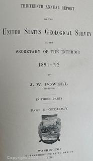 Thirteenth Annual Report of the US Geological Survey 1891-92 Part 2 Geology by J W POWELL