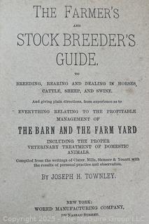 HB Book Titled Farmers Stock Breeders Guide by Joseph Townley 122 Nassau St NY