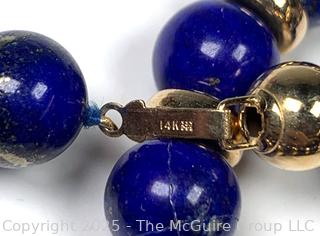 Lapis Bead Necklace with Gold Clasp and Spacers
