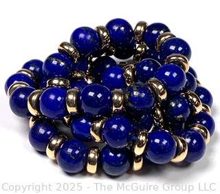 Lapis Bead Necklace with Gold Clasp and Spacers