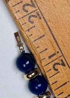 Lapis Bead Necklace with Gold Clasp and Spacers