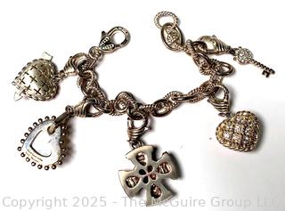 Judith Ripka Sterling Silver Bracelet with Five (5) Charms