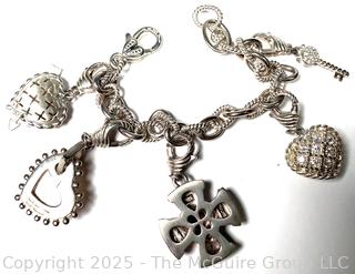 Judith Ripka Sterling Silver Bracelet with Five (5) Charms