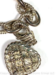 Judith Ripka Sterling Silver Bracelet with Five (5) Charms