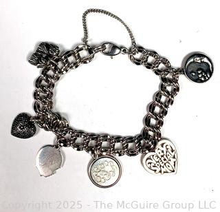 Sterling Silver James Avery Link Bracelet with Five (5) Charms