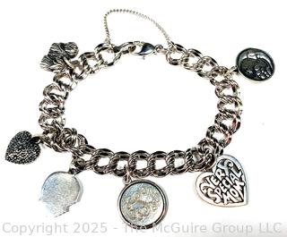 Sterling Silver James Avery Link Bracelet with Five (5) Charms