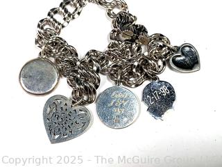 Sterling Silver James Avery Link Bracelet with Five (5) Charms