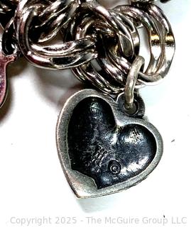 Sterling Silver James Avery Link Bracelet with Five (5) Charms