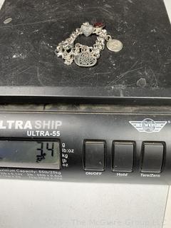 Sterling Silver James Avery Link Bracelet with Five (5) Charms