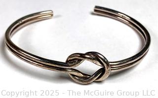 Sterling Silver Double Love Knot Bangle Bracelet