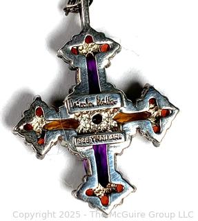 Nichole Miller Sterling Silver with Gemstones Cross Pendant Necklace
