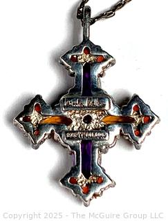 Nichole Miller Sterling Silver with Gemstones Cross Pendant Necklace