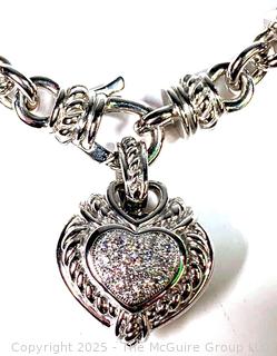 Judith Ripka Sterling Silver with Black Leather Cord Necklace