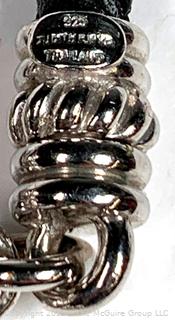 Judith Ripka Sterling Silver with Black Leather Cord Necklace