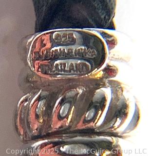 Judith Ripka Sterling Silver with Black Leather Cord Necklace