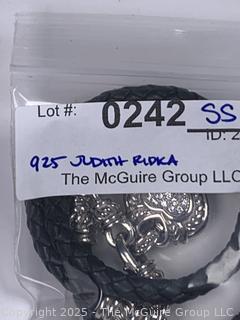 Judith Ripka Sterling Silver with Black Leather Cord Necklace