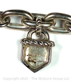 Sterling Silver Judith Ripka Chain Necklace with Lapis Charm and Beads