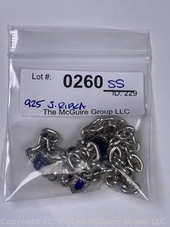 Sterling Silver Judith Ripka Chain Necklace with Lapis Charm and Beads