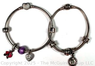 Two (2) Sterling Silver Bracelets with Charms