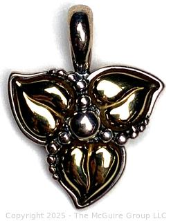 Ann King Sterling Silver and 18kt Gold Three Leaf Pendant