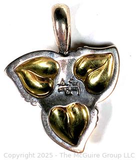 Ann King Sterling Silver and 18kt Gold Three Leaf Pendant