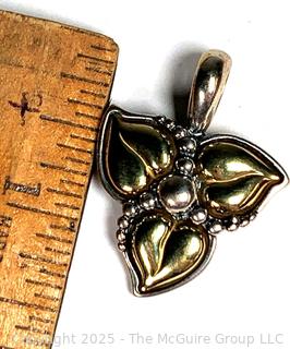 Ann King Sterling Silver and 18kt Gold Three Leaf Pendant