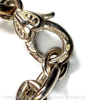 Sterling Silver Judith Ripka Link Chain Bracelet with Green Stone Bead