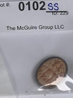 Victorian Hand Carved Shell Cameo Pendant Brooch of Three Graces