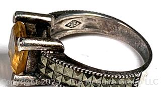 Sterling Silver, Marcasite and Citrine Ring and Matching Pendant by Judith Jack 