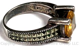 Sterling Silver, Marcasite and Citrine Ring and Matching Pendant by Judith Jack 