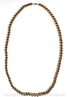 14kt Yellow Gold Hollow Bead Necklace on Chain.  10 grams