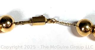 14kt Yellow Gold Hollow Bead Necklace on Chain.  10 grams