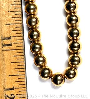 14kt Yellow Gold Hollow Bead Necklace on Chain.  10 grams