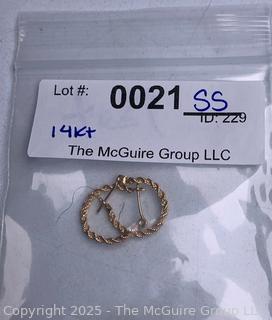 14KT Yellow Gold Rope Chain Earrings  