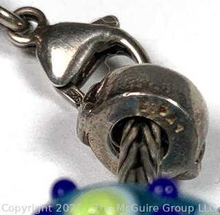 Sterling Silver with Hand Blown Art Glass Bead Bracelet