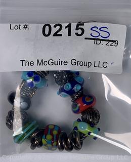 Sterling Silver with Hand Blown Art Glass Bead Bracelet