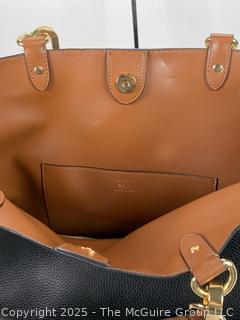 Black Leather Ralph Lauren Hanway Tote Handbag New with Tags