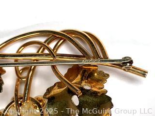  Krementz Cluster Vine Brooch with Box