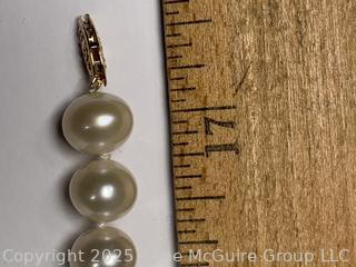 Large 10mm Cultured Pearl and 14k Gold Clasp Necklace, 17"