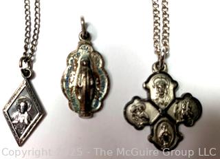 Three (3) Sterling Religious Medals