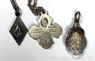 Three (3) Sterling Religious Medals