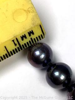 Knotted Black Pearl Necklace with 14kt Gold Clasp, 18"