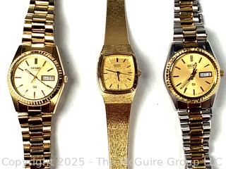 Three (3) Ladies Gold Wrist Watches, Untested