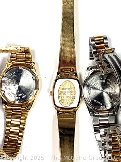 Three (3) Ladies Gold Wrist Watches, Untested