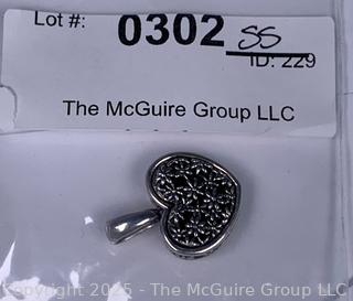 Ann King Sterling Silver and 18kt Gold Marguerite Daisy Heart Pendant 