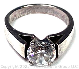 Sterling Silver with Crystal Center Ring