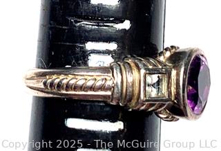 Two (2) Judith Ripka Sterling Silver Rings Including Bezel Amethyst and Blue Topaz with Peridot