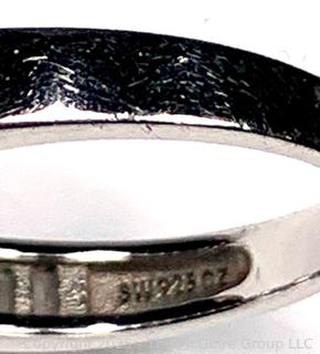 Sterling Silver Cubic Zirconia Baguette & Round Center Ring