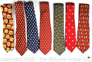 Seven (7) Men's Silk Neckties Including Christmas